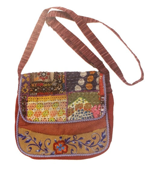 Vintage Fabric Embroidered Flap Bag