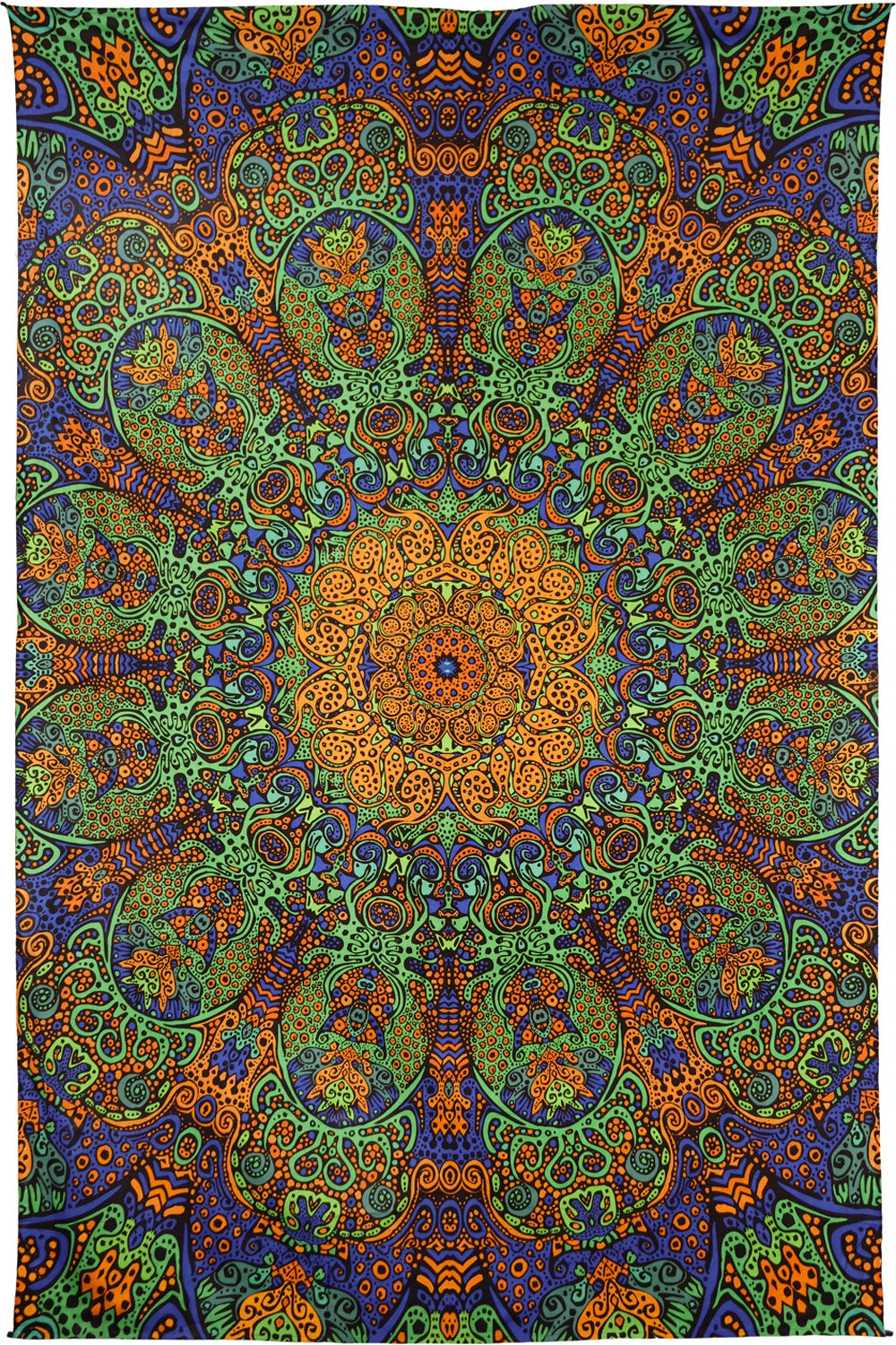 3D Green Sunburst Tapestry