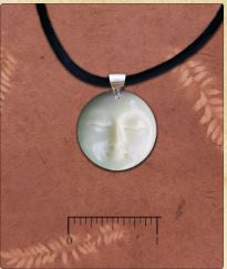 Tidepool - Tagua Nut Swirly Moon Face w/Sterling Sliver on Silk Cord