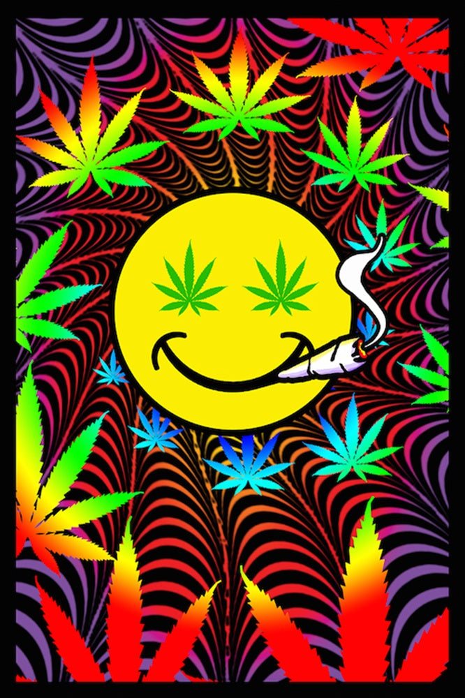 Happy Weed Black Light Poster- BL2 A8