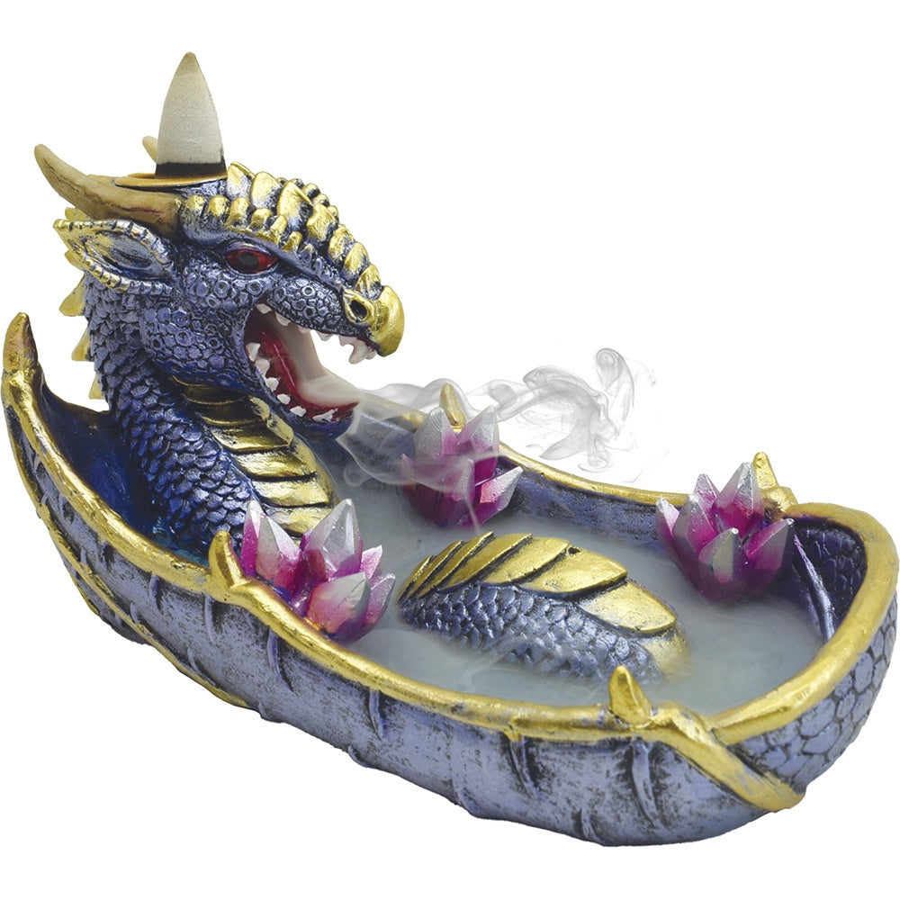 6" Dragon Bathing Crystal Dual Incense Burner - IBB13