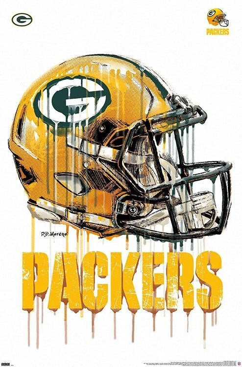 Green Bay Packers Drip Helmet Poster