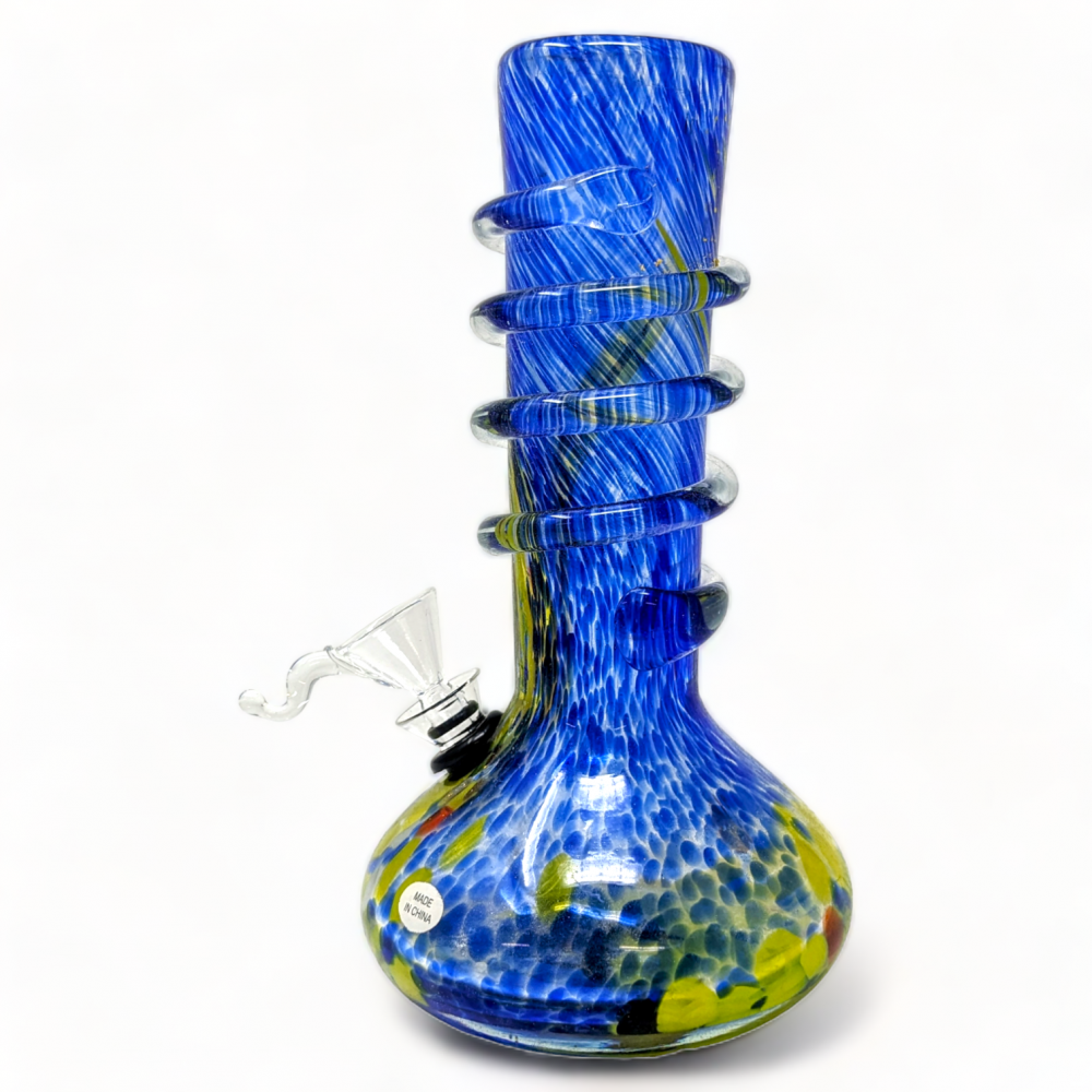 8" Squish Bottom With Ring Wrap Neck Soft Glass Water Pipe