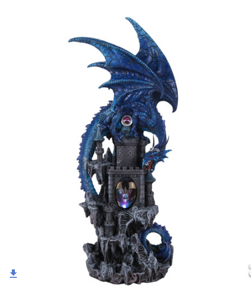 Pacific - Blue Castle Dragon Statue w/LED 11467