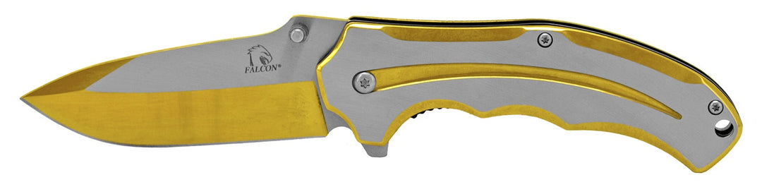 4.5" Stylized Stainless Steel Folding Pocket Knife - Golden