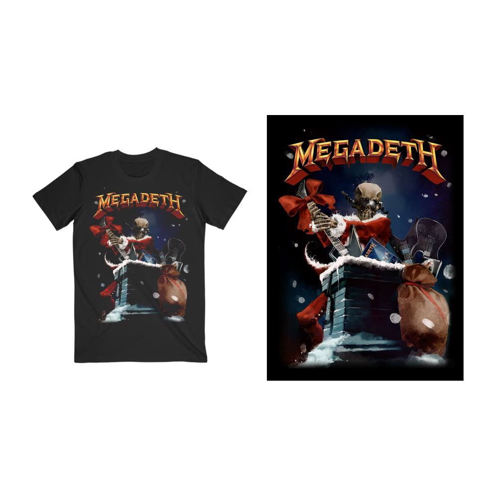 MEGADETH UNISEX T-SHIRT: SANTA VIC CHIMNEY
