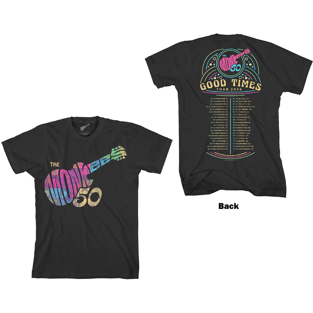 THE MONKEES UNISEX T-SHIRT: GUITAR DISCOGRAPHY (BACK PRINT)