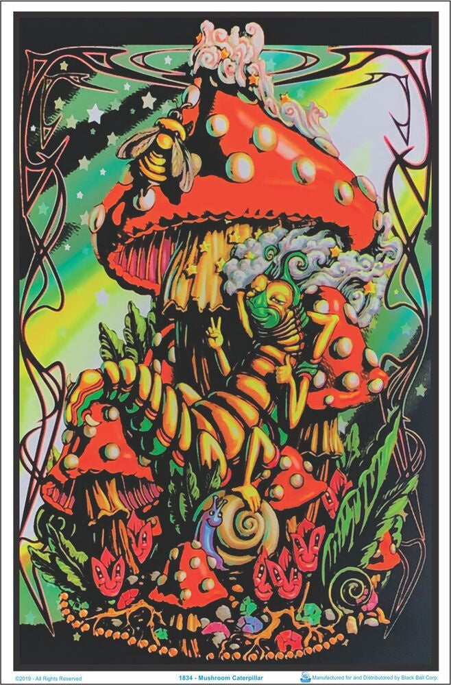Mushroom Caterpillar Blacklight Poster- BL1 B1