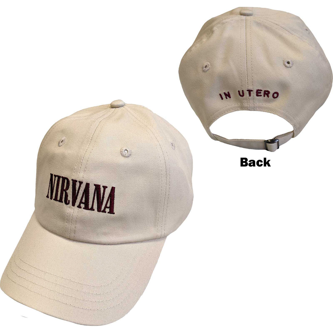 NIRVANA UNISEX BASEBALL CAP: TEXT LOGO IN UTERO