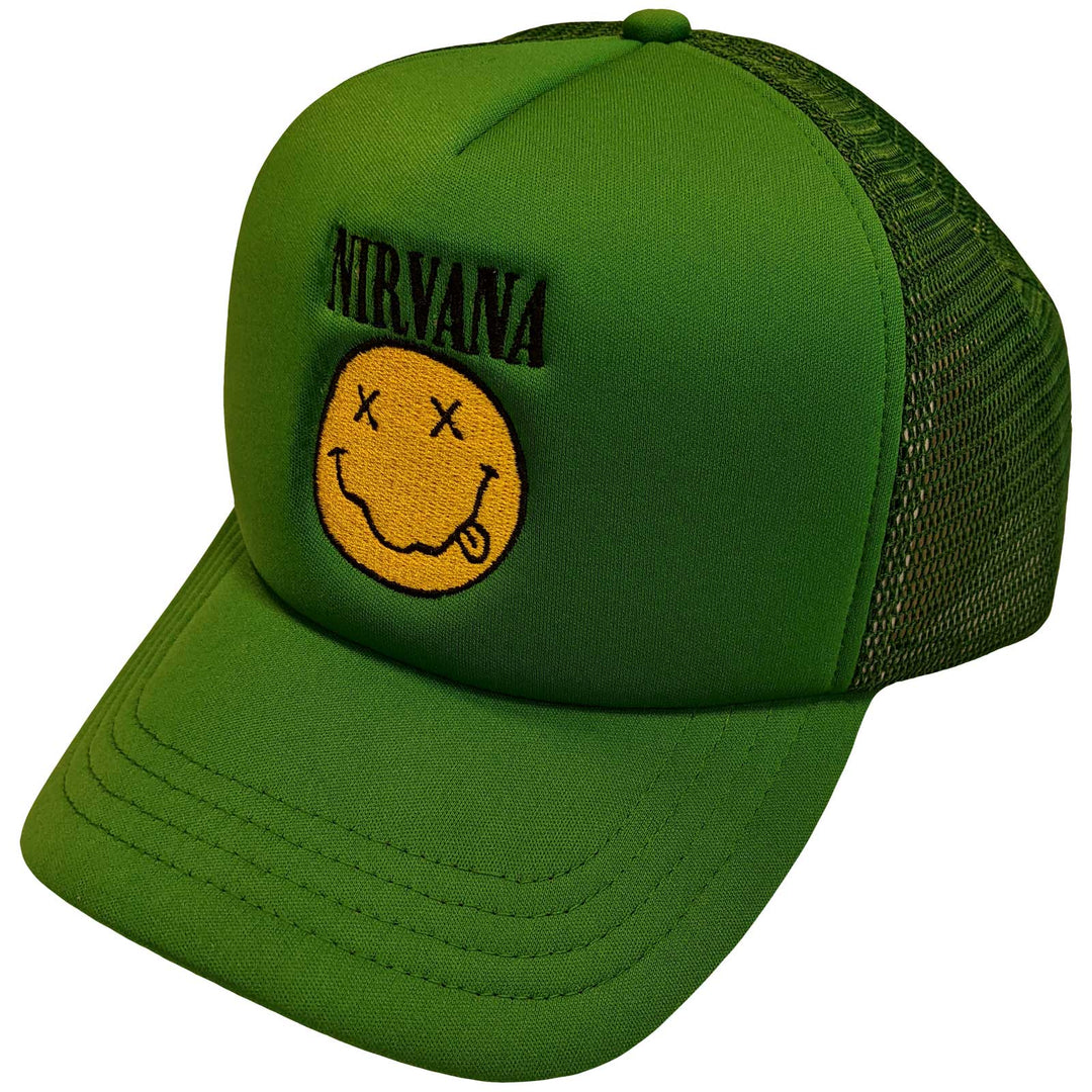 NIRVANA UNISEX MESH BACK CAP: LOGO & HAPPY FACE