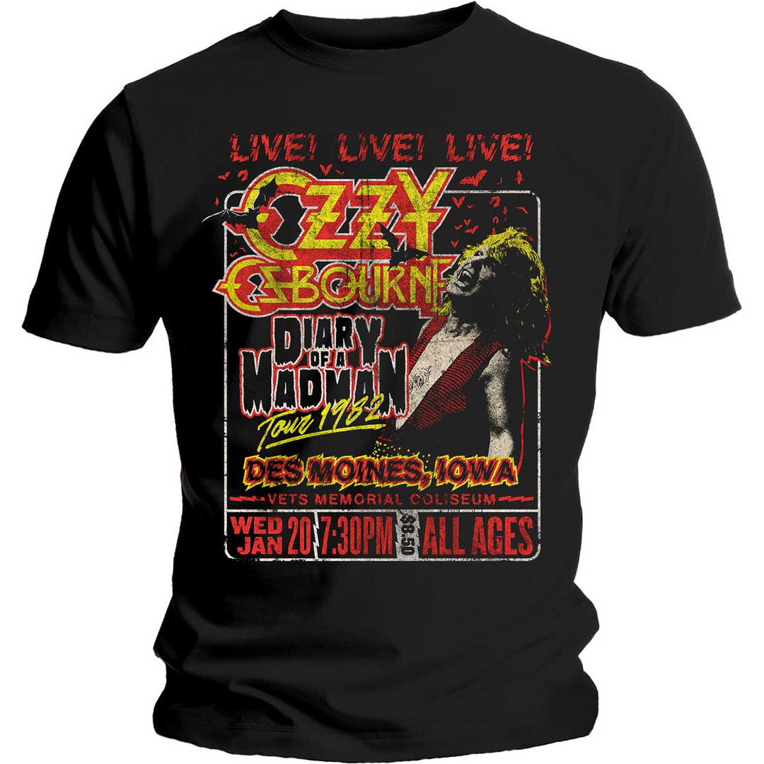 Ozzy Osbourne Unisex T-Shirt - Diary of a Madman Tour (Black)
