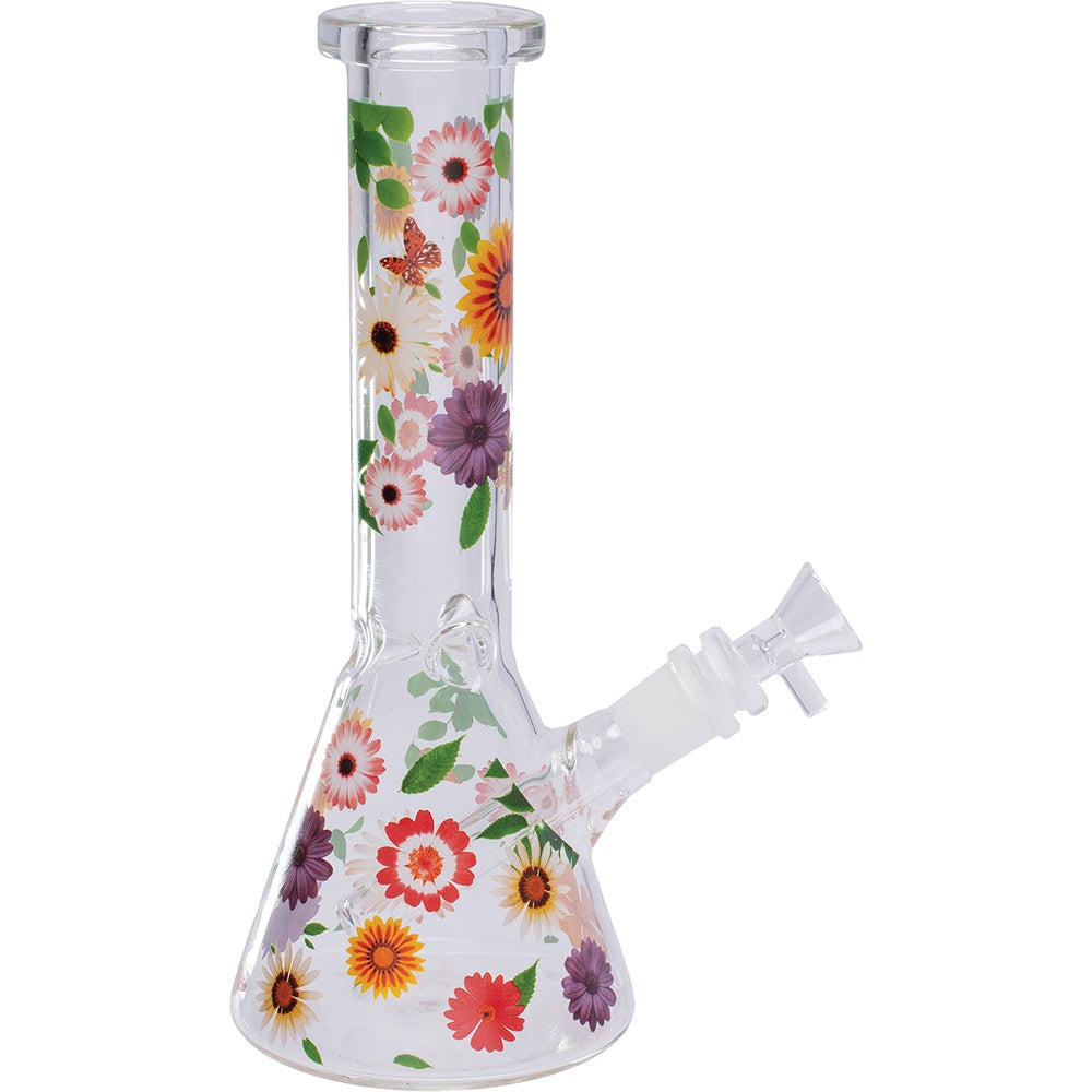Fujima - 9.5" Flower Printed Glass Water Pipe