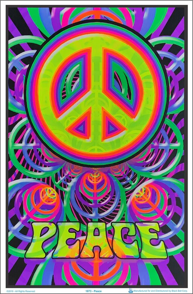 Peace Sign Black Light Poster- BL1 A4