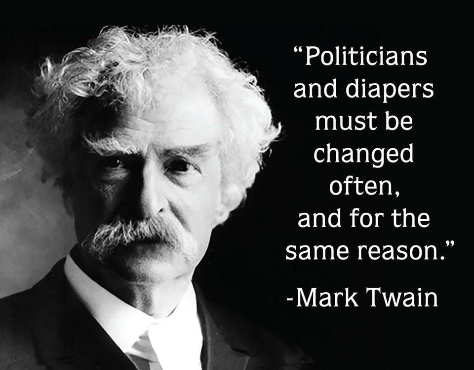 Mark Twain - Politicians And Diapers - Funny Magnet