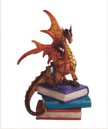 GSC - Red Dragon on Book Pile Statue