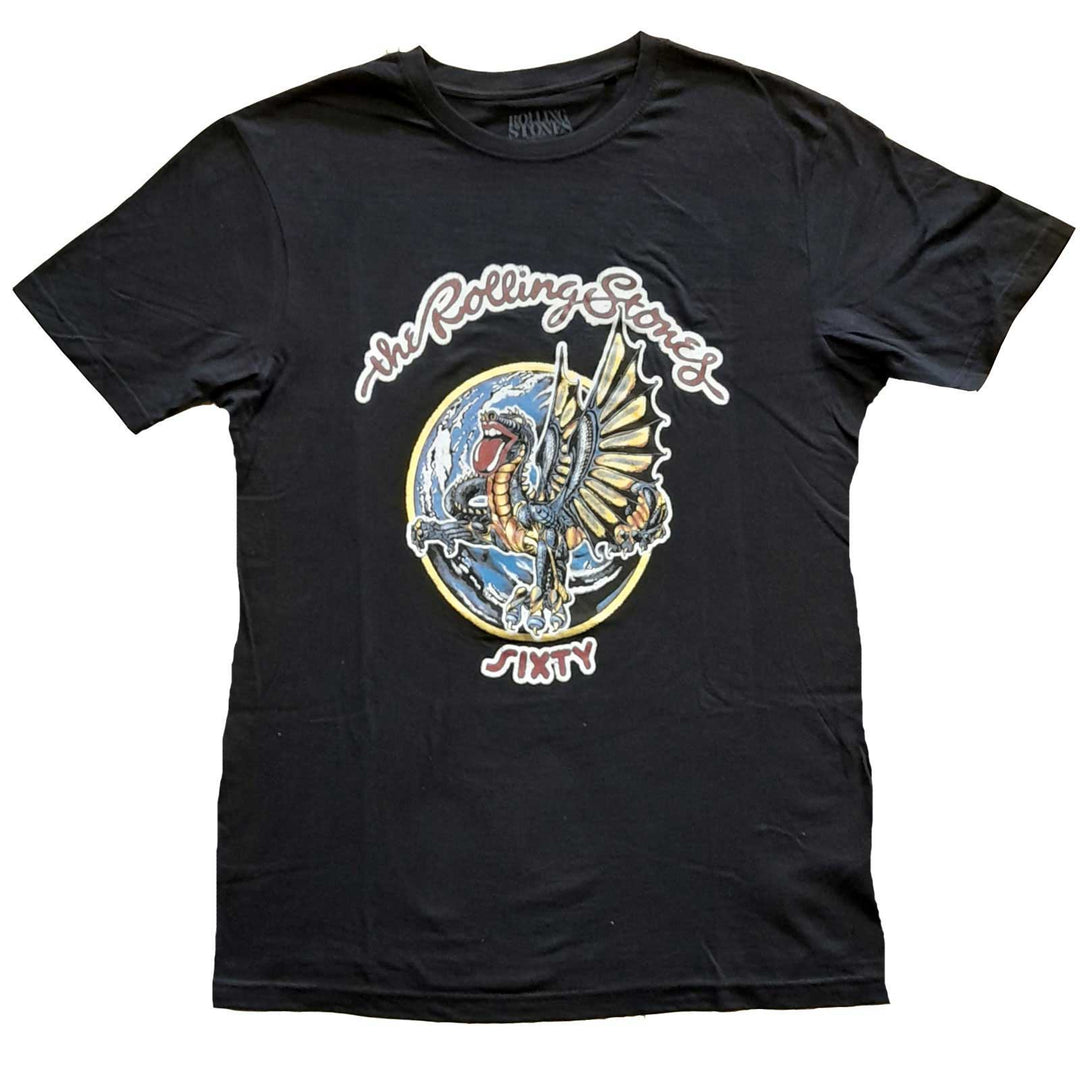 THE ROLLING STONES LADIES T-SHIRT: SIXTY DRAGON GLOBE (FOILED)