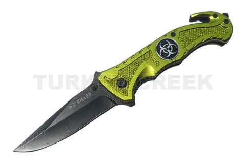 Z KILLER Zombie Rescue Style Spring Assist Knife 4.5" Closed