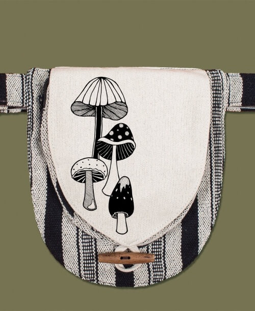 Soul Flower - Retro Mushrooms Canvas Hip Bag