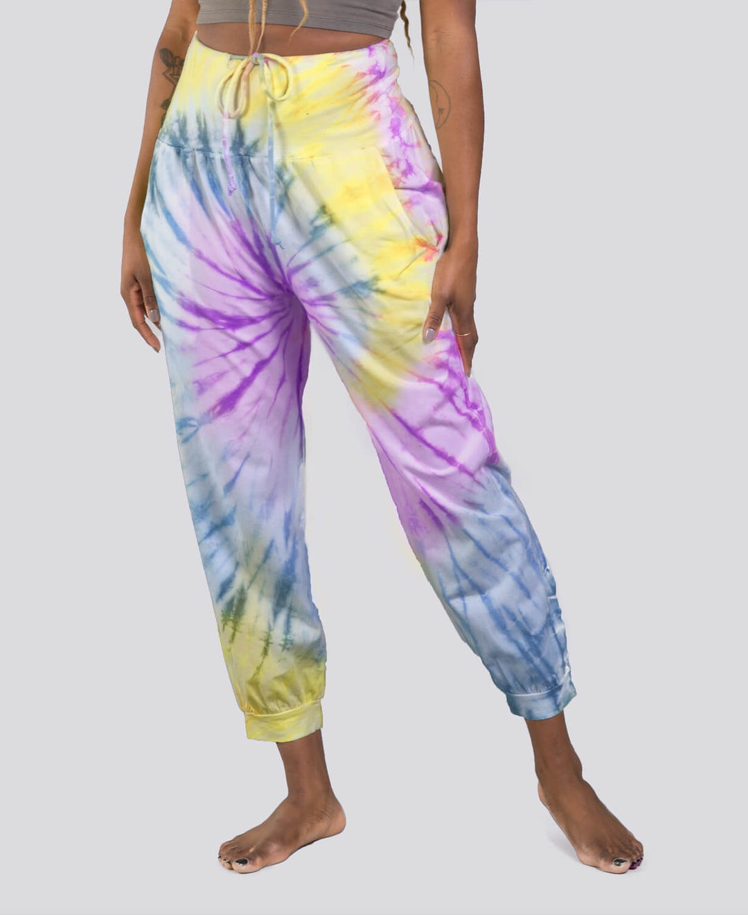 Organic Cotton Tie-Dye Joggers - Light Rainbow