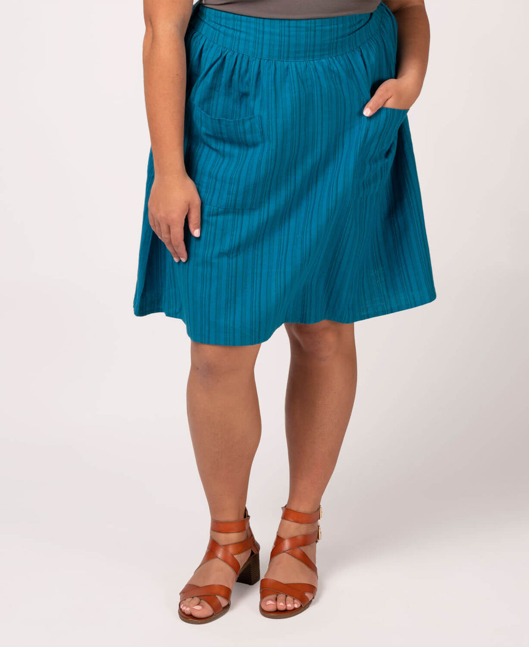 Striped Hippie Skirt w Elastic Waist - Blue Dream