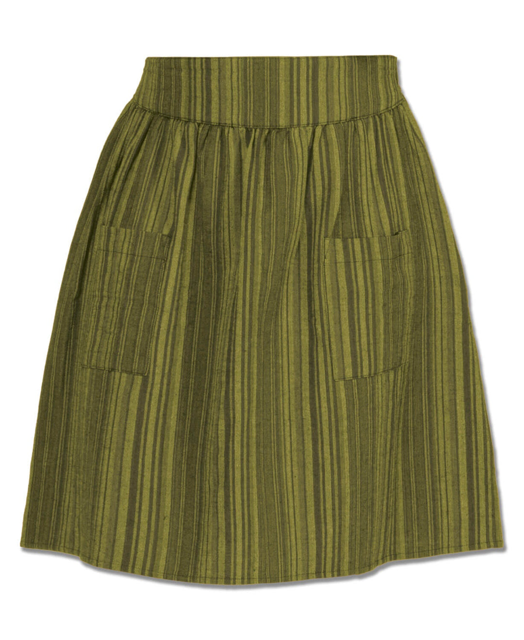 Striped Hippie Skirt w Elastic Waist - Spirit Sage