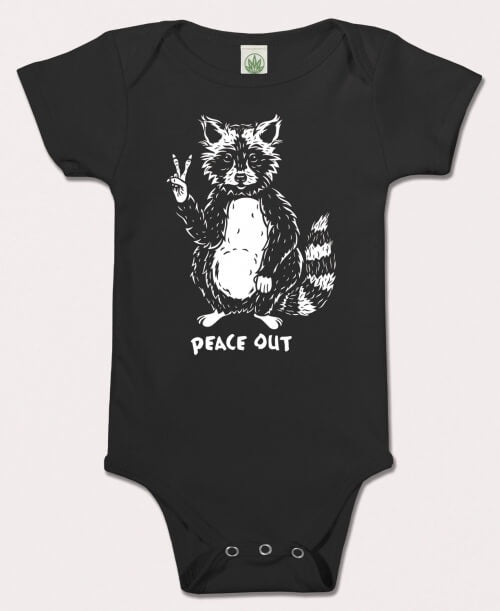 Soul Flower - Peace Out Racoon Baby Bodysuit