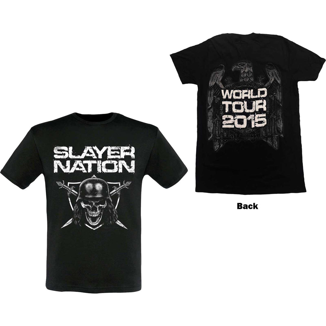 SLAYER UNISEX T-SHIRT: SLAYER NATION 2015 DATES (BACK PRINT)