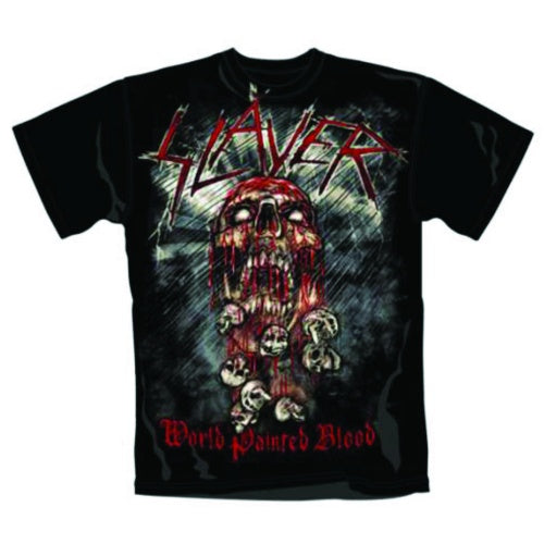 SLAYER UNISEX T-SHIRT: WORLD PAINTED BLOOD SKULL