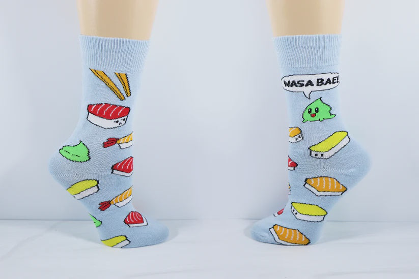 Wasa-Bae Sushi Socks - Cute Funny Sushi and Wasabi Characters