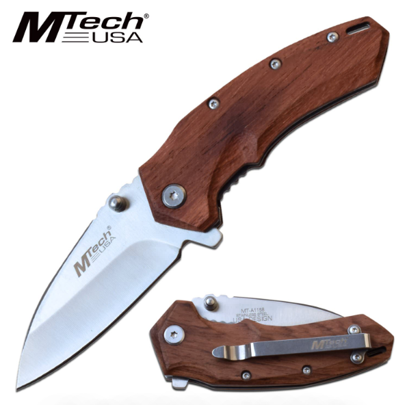 6.5" Overall Brown Wood Tactical Folding Knife
