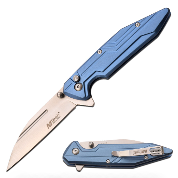 Mtech 7" EDC Folding Knife Blue Aluminum