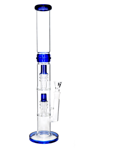 18" Double Plug Perc Glass Water Pipe
