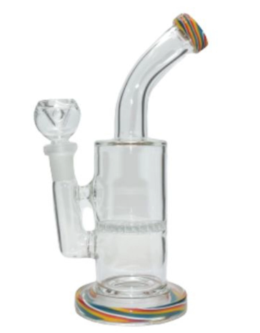 8" Bent Neck Honeycomb Perc Glass Water Pipe