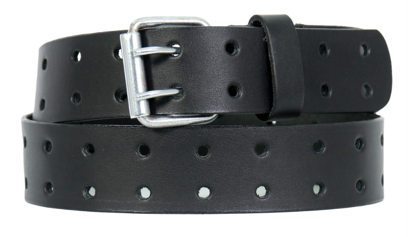Black Leather Double Hole Belt