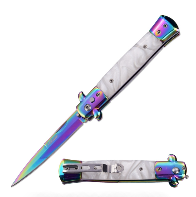 5" Closed Classic Stiletto Knife - Mother Of Pearl
