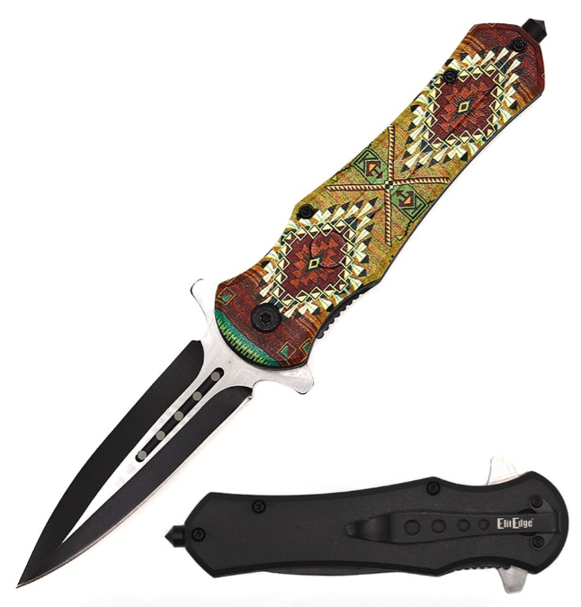 Indian Art Dagger Style Spring Assisted Knife