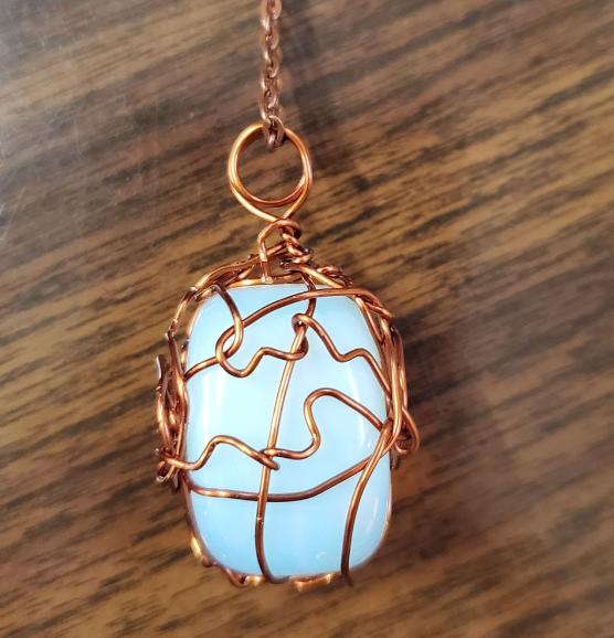 Opalite & Copper Wire Wrapped Handmade Necklace