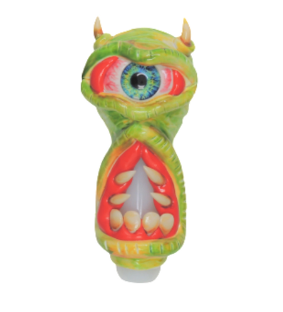 Monster Hand Pipe with Large Eye and Wrapped Teeth