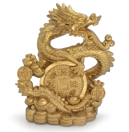 Dragon with Gold Coins Statue