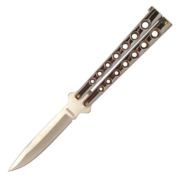5.25" Closed Length Helix Butterfly Balisong Knife - Silver