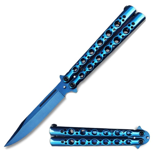 5.5" Closed Length Blue Scorpion Balisong Butterfly Flipper Knife