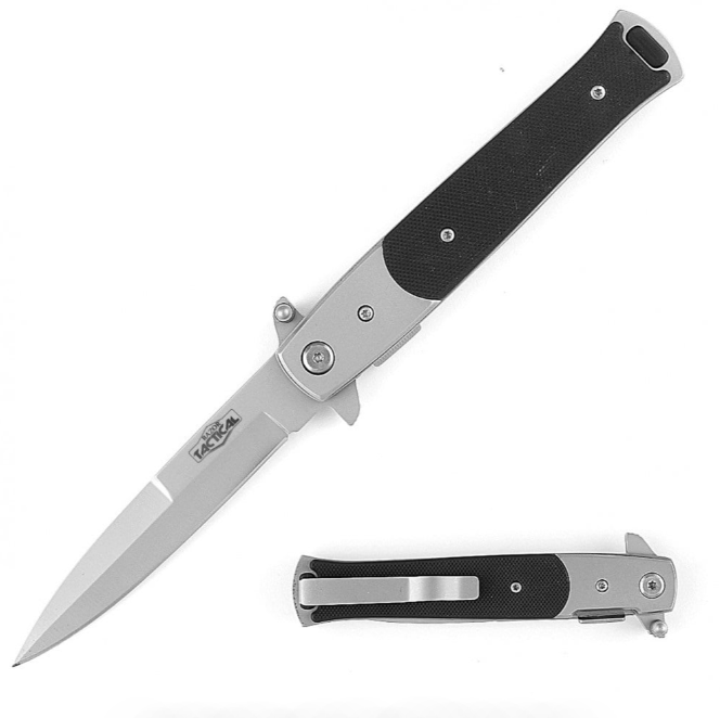 9" Italian Stiletto Tactical Spring Assisted Open Pocket Knife G10