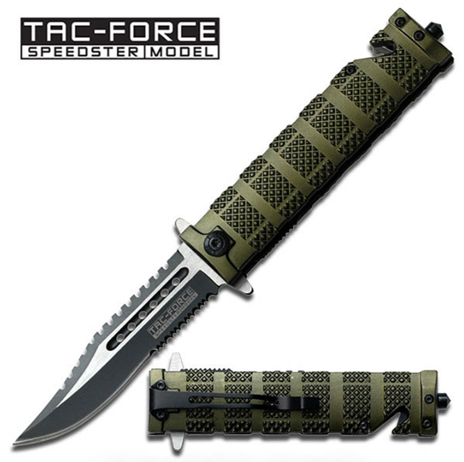 Green Tactical Fighter Spring Assist Knife