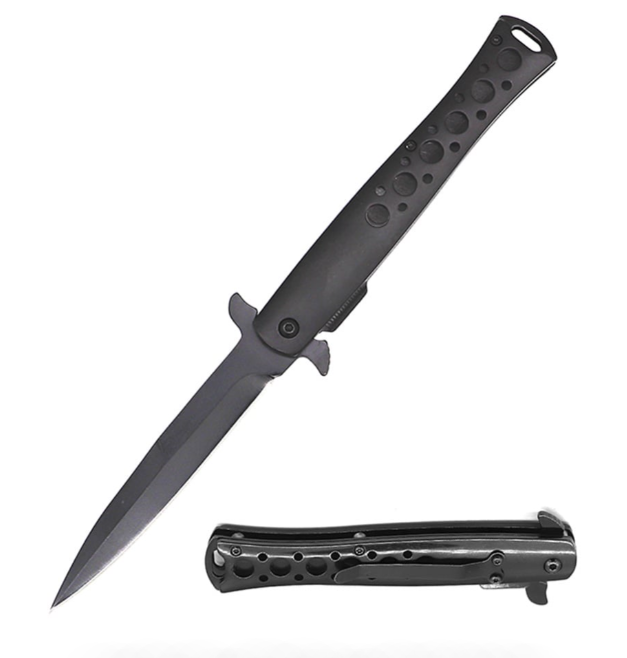 5" Closed Spring Assisted Open Black Stiletto TACTICAL Pocket Knife