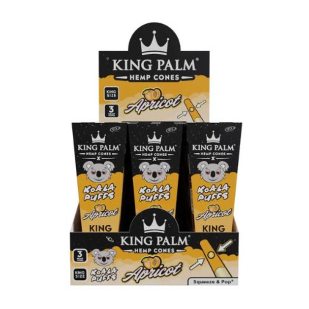 King Palm x Koala Puffs King Size Hemp Cones - Apricot - 3pk