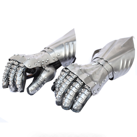 Medieval Polished Knight's Riveted Gauntlets