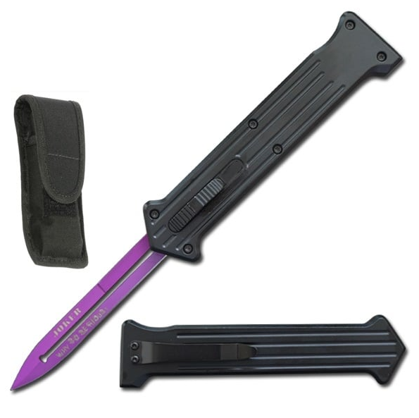 8.75" Purple Blade Double Action Joker OTF Automatic Knife