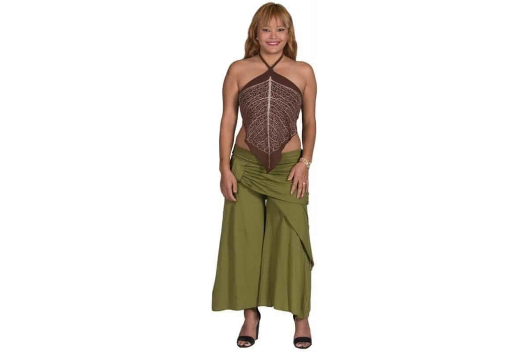 Cotton Printed Leaf Halter Top
