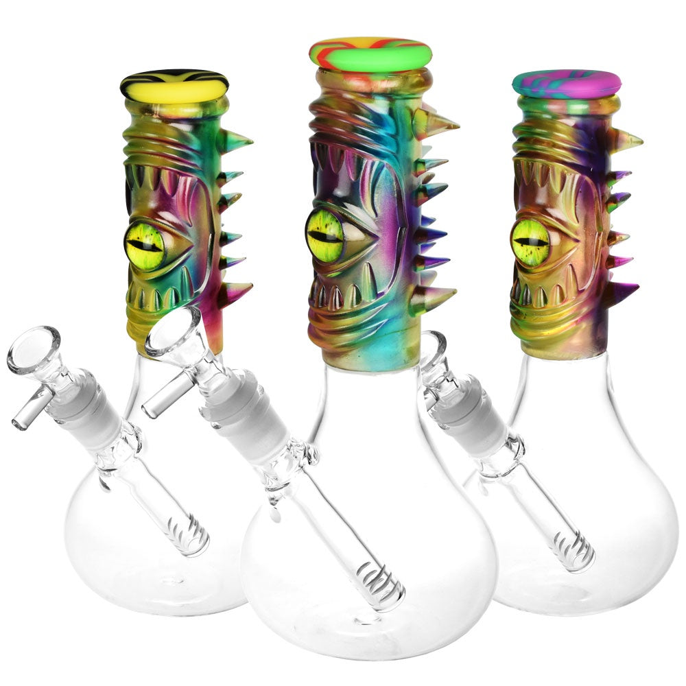 Spiked Cyclops Resin & Glass Water Pipe - 9" | 14mm F | Colors Vary