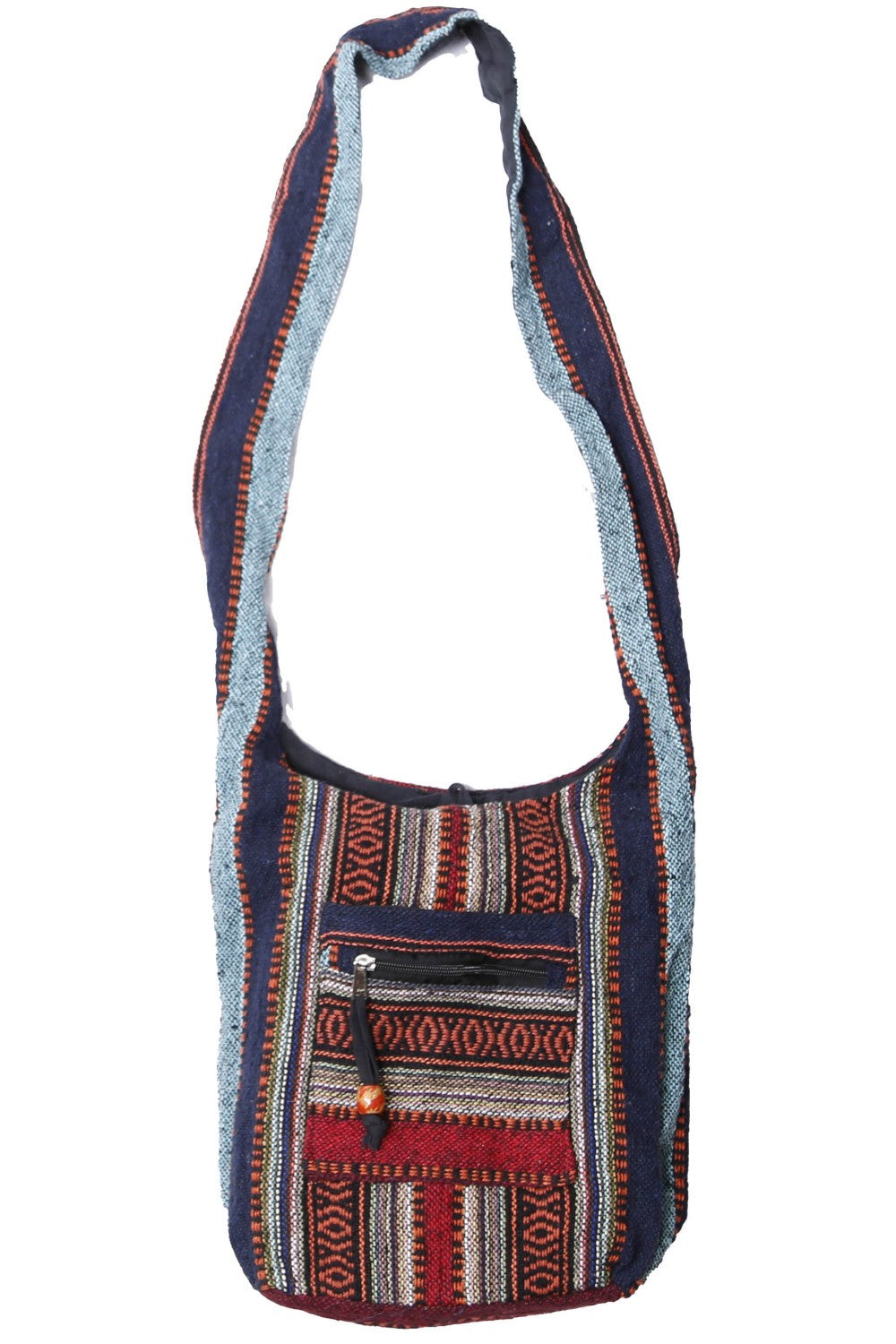 Woven Zip Top Hobo Shoulder Bag Brick Stripe